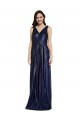 Dark Navy V-Neck Sleeveless V-Back Sequin Long Prom Dress Canada Supplier