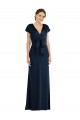 Dark Navy Off the Shoulder Cap Sleeves Keyhole Back Long Prom Dress Canada Supplier