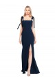 Dark Navy Spaghetti Straps Sleeveless Low Back Long Prom Dress Canada Supplier