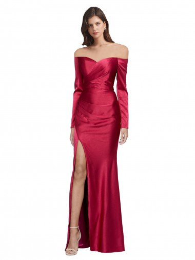 Dark Red Sweetheart Long Sleeves Long Prom Dress Canada Supplier