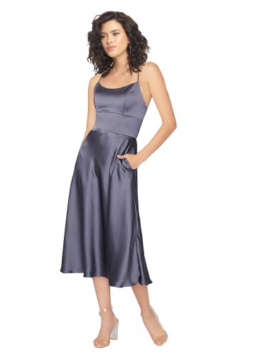 Dusk Scoop Neck Sleeveless Criss Cross Back Midi Length Prom Dress Canada Supplier