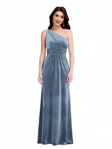 Dusty Blue Off the Shoulder Sleeveless Long Evening Prom Gowns Canada Supplier