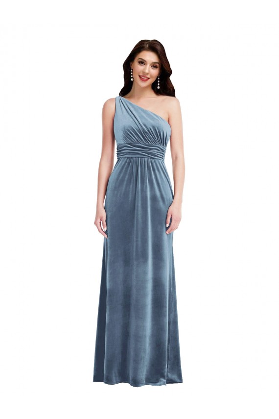 Dusty Blue Off the Shoulder Sleeveless Long Evening Prom Gowns Canada Supplier