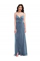 Dusty Blue Sweetheart Sleeveless Low Back Stretch Velvet Long Prom Dress Canada Supplier