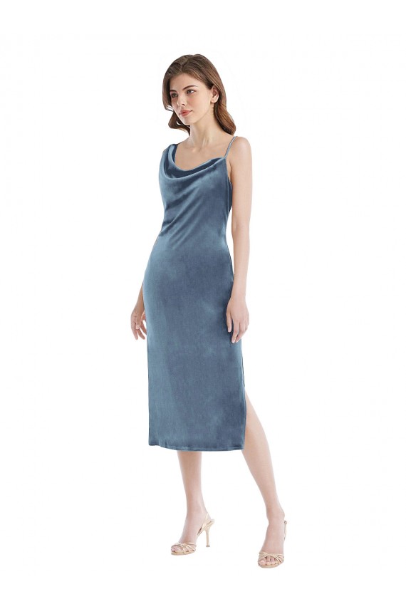Dusty Blue One Shoulder Sleeveless Long Prom Dress Canada Supplier
