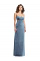 Dusty Blue Square Neck Sleeveless Low Back Long Prom Dress Canada Supplier