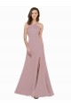Dusty Pink High Neck Sleeveless Keyhole Back Long Prom Dress Canada Supplier