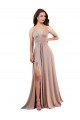 Dusty Pink V-Neck Sleeveless Low Back Spandex Long Sexy Bridesmaid Gown Canada Supplier