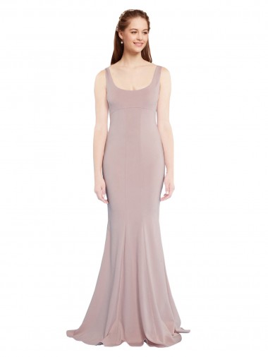 Dusty Pink Scoop Neck Cap Sleeves Long Prom Dress Canada Supplier