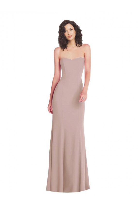 Dusty Pink Strapless Sleeveless Long Prom Dresses Canada Supplier