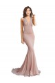 Dusty Pink V-Neck Sleeveless Low Back Spandex Long Sexy Prom Dress Canada Supplier