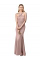 Dusty Pink High Neck Sleeveless Criss Cross Back Long Prom Dress Canada Supplier
