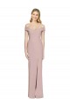 Dusty Pink Off the Shoulder Sleeveless Criss Cross Back Long Formal Bridesmaid Gown Canada Supplier