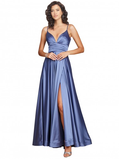 French Blue Sweetheart Sleeveless Low Back Long Sexy Prom Dress Canada Supplier
