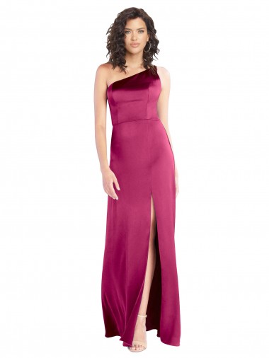 Fuchsia One Shoulder Sleeveless Open Back Long Prom Dress Canada Supplier