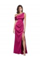 Fuchsia One Shoulder Sleeveless Long Prom Dress Canada Supplier