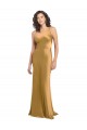 Gold One Shoulder Sleeveless Stretch Satin Long Prom Dress Canada Supplier