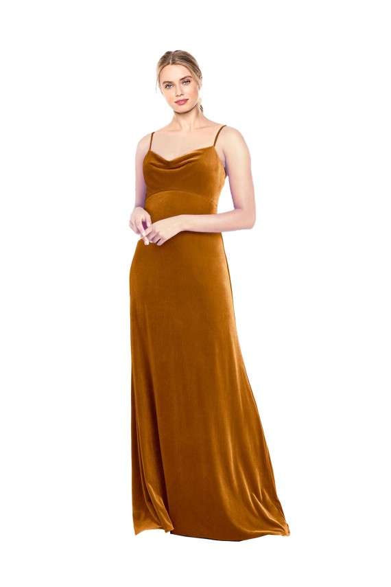 Gold Cowl Neck Sleeveless Long Evening Prom Gowns Canada Supplier