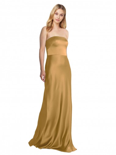 Gold Strapless Sleeveless Long Evening Prom Gowns Canada Supplier