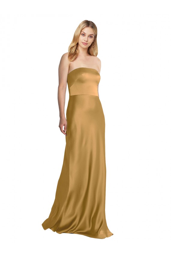 Gold Strapless Sleeveless Long Evening Prom Gowns Canada Supplier