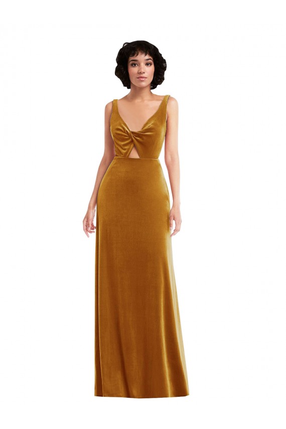 Gold V-Neck Sleeveless V-Back Long Prom Dress Canada Supplier