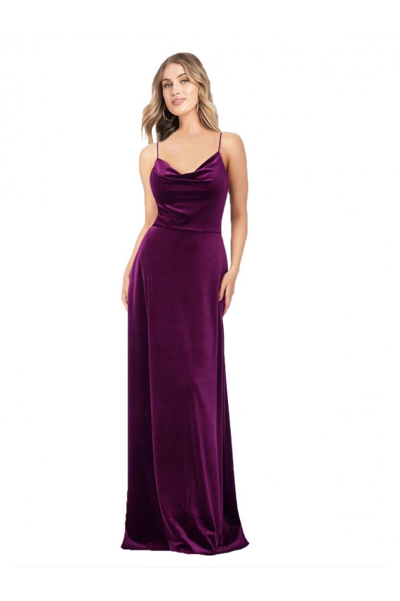Grape V-Neck Sleeveless Criss Cross Back Long Prom Dress Canada Supplier