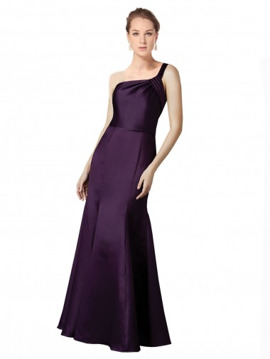 Grape One Shoulder Sleeveless Long Prom Dress Canada Supplier