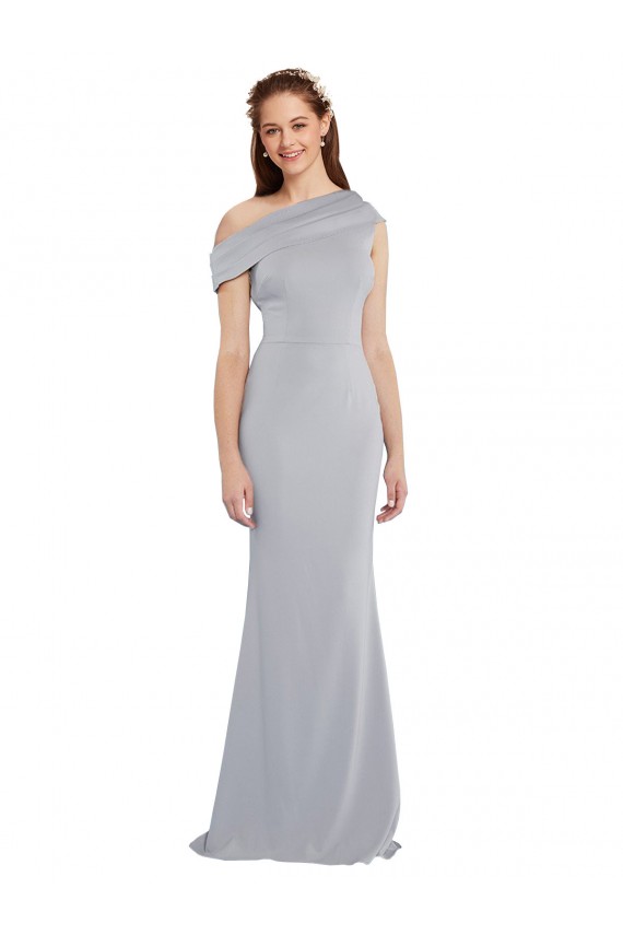 Grey One Shoulder Sleeveless Long Prom Dress Canada Supplier