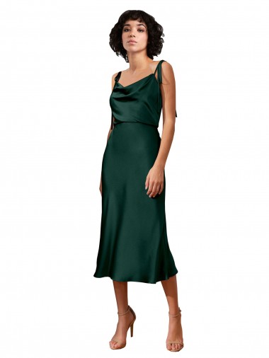 Hunter Cowl Neck Sleeveless Midi Length Prom Dress Canada Supplier