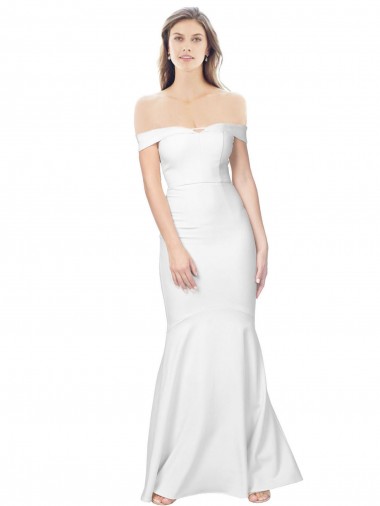 Ivory Off the Shoulder Sleeveless Low Back Long Prom Dress Canada Supplier