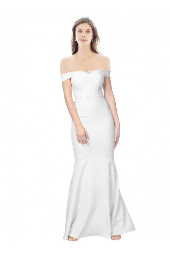 Ivory Off the Shoulder Sleeveless Low Back Long Prom Dress Canada Supplier