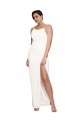 Ivory High Neck Sleeveless Low Back Stretch Satin Long Prom Dress Canada Supplier