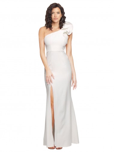 Ivory One Shoulder Sleeveless Long Evening Prom Gowns Canada Supplier