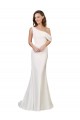 Ivory One Shoulder Sleeveless Stretch Crepe Sweep Train Prom Dress Canada Supplier