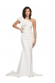 Ivory One Shoulder Sleeveless Sweep Train Prom Dress Canada Supplier