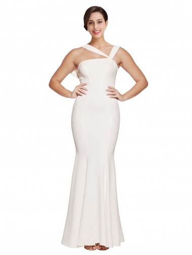 Ivory Square Neck Sleeveless Low Back Long Prom Dress Canada Supplier