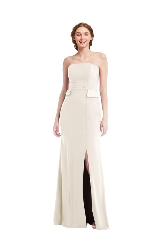 Ivory Strapless Sleeveless Long Prom Dress Canada Supplier