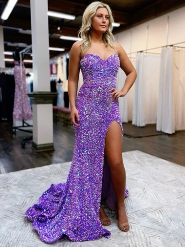 Lavender Sweetheart Sleeveless Court Train Prom Dress Canada Supplier