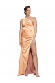 Light Copper One Shoulder Sleeveless Criss Cross Open Back Long Prom Dress Canada Supplier