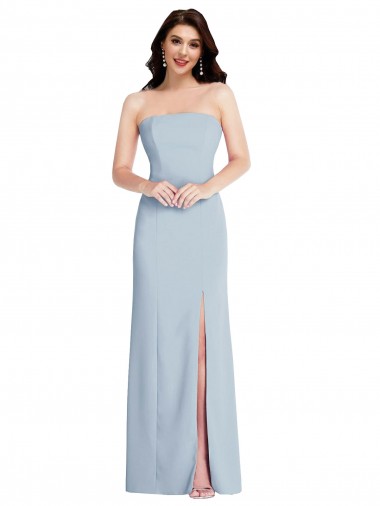 Light Sky Blue Strapless Sleeveless Low Back Long Prom Dress Canada Supplier