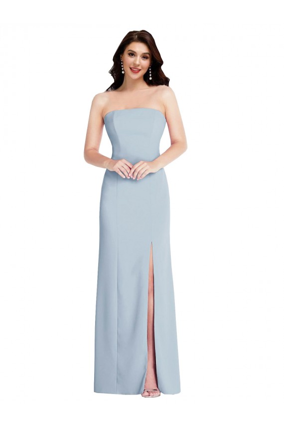 Light Sky Blue Strapless Sleeveless Low Back Long Prom Dress Canada Supplier