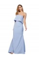 Light Sky Blue Strapless Sleeveless Low Back Stretch Crepe Long Prom Dress Canada Supplier