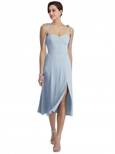 Light Sky Blue Sweetheart Sleeveless Midi Length Prom Dress Canada Supplier