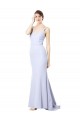 Light Sky Blue High Neck Sleeveless Long Evening Prom Gowns Canada Supplier
