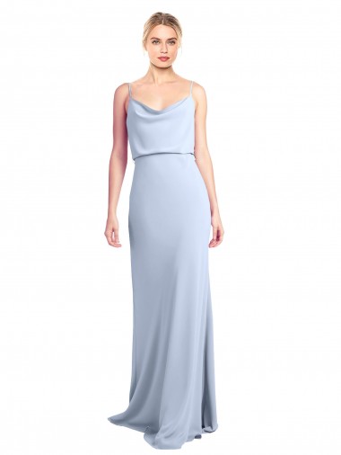 Light Sky Blue High Neck Sleeveless V-Back Long Prom Dress Canada Supplier