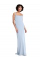 Light Sky Blue Square Neck Sleeveless Stretch Crepe Long Prom Dress Canada Supplier