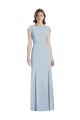 Light Sky Blue Bateau Neck Cap Sleeves Open Back Long Prom Dress Canada Supplier