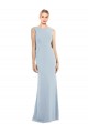 Light Sky Blue Bateau Neck Sleeveless Low Back Long Prom Dress Canada Supplier