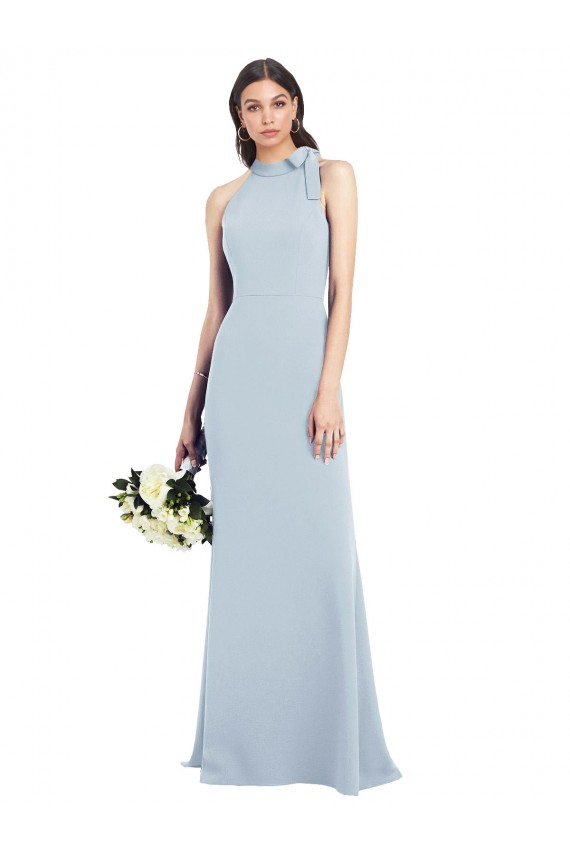 Light Sky Blue High Neck Sleeveless Open Back Long Prom Dresses Canada Supplier