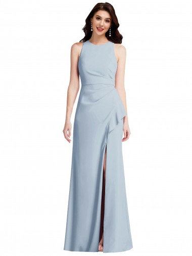 Light Sky Blue Halter Neck Sleeveless Long Trumpet Prom Dress Canada Supplier